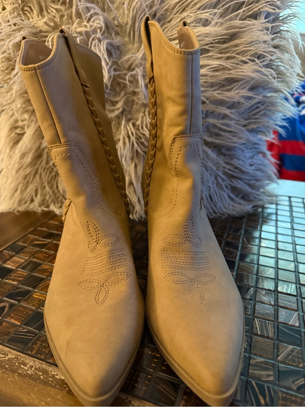 Dolce Vita Koolson Tan Western Ankle Boots